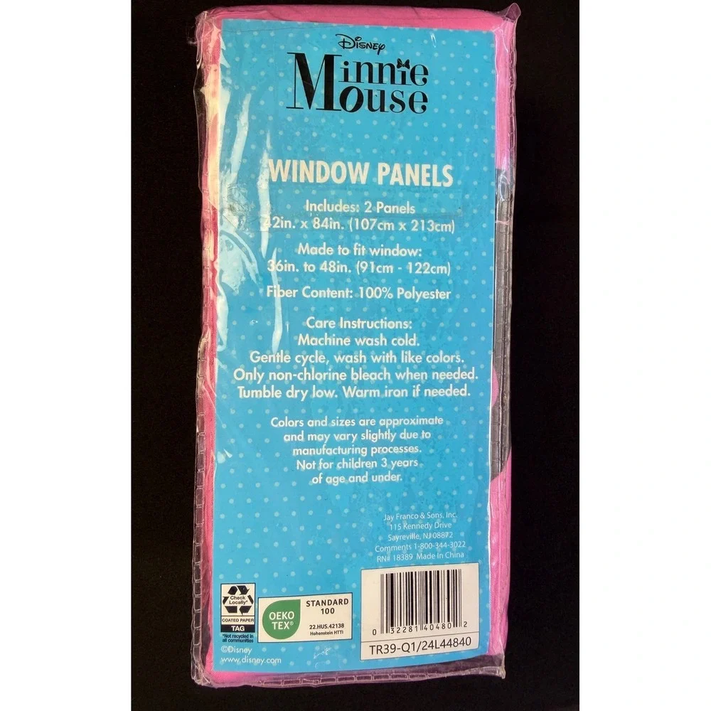 2 Disney Minnie Mouse Curtains 2 Panel Set 42x84 Pink Microfiber Room Decor NEW